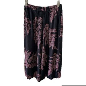 Makai Beach Hawaii Hawaiian Tropical Leaves Side Pockets Gaucho Palazzo Pants S
